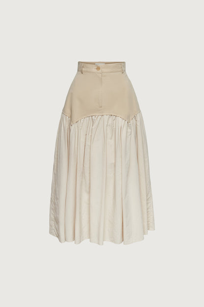 NYLON PLEATED MIDI SKIRT