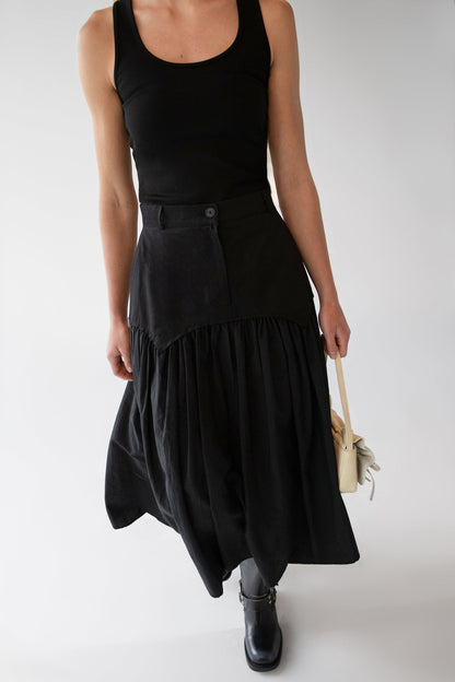 NYLON PLEATED MIDI SKIRT
