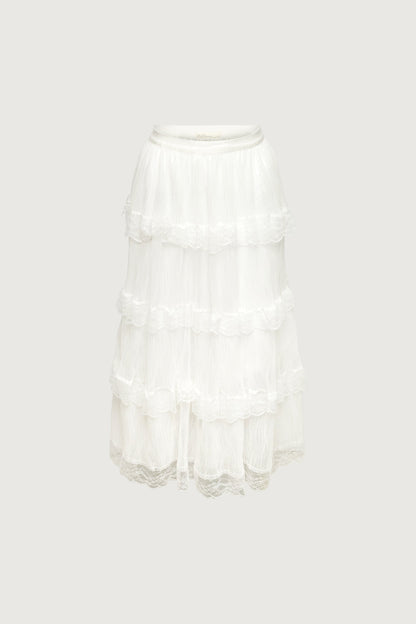 SHEER LAYERED LACE MAXI SKIRT