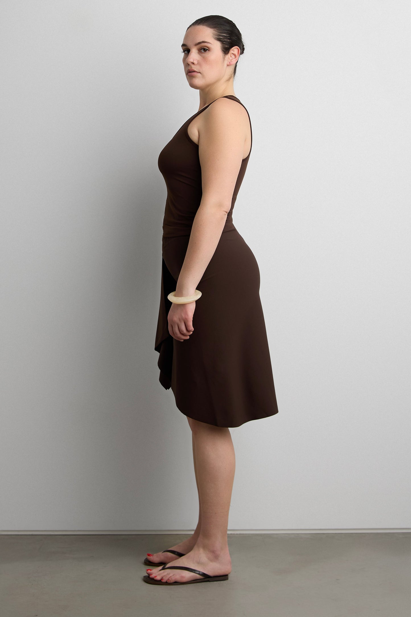 FRONT DRAPE MIDI SKIRT