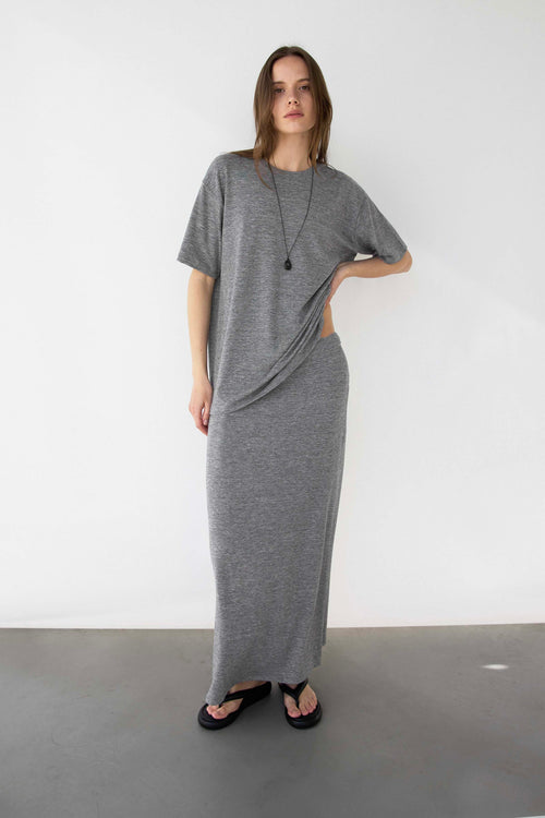 TEXTURED DRAWSTRING MAXI SKIRT