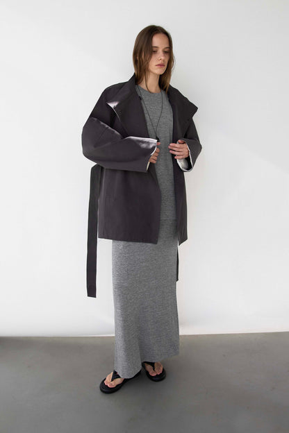 TEXTURED DRAWSTRING MAXI SKIRT