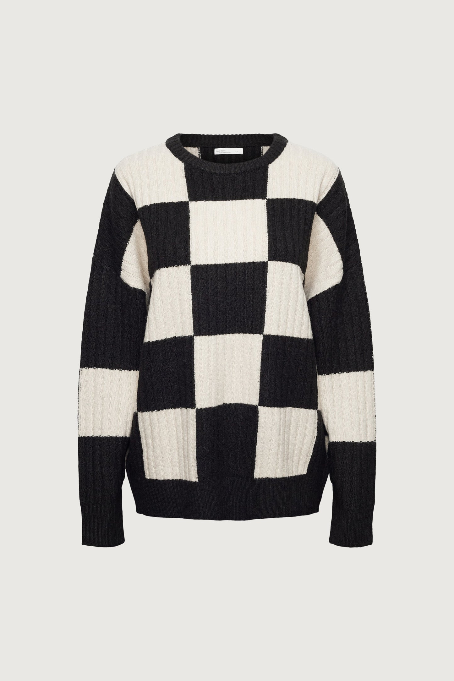 RIB-KNIT CHECKERED SWEATER