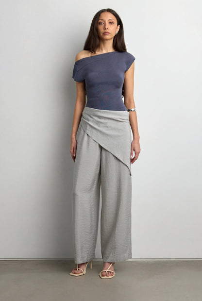 ASYMMETRICAL OFF THE SHOULDER CAP SLEEVE SWEATER