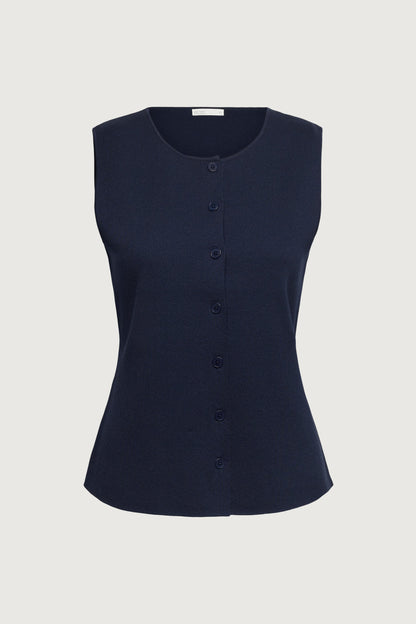 BUTTON FRONT KNIT SLEEVELESS VEST