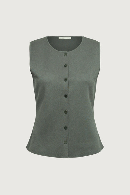 BUTTON FRONT KNIT SLEEVELESS VEST
