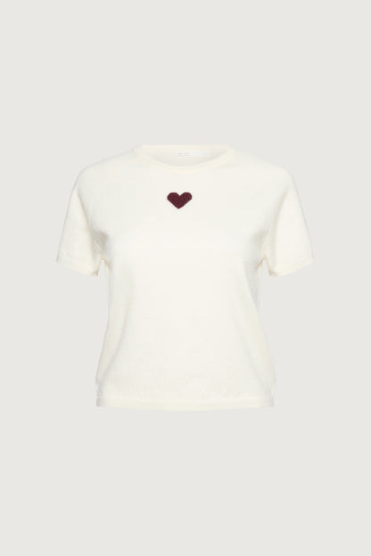 SHORT SLEEVE HEART SWEATER