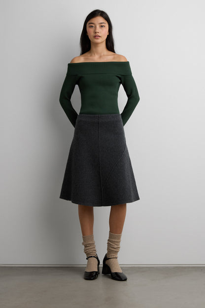 RIBBED OFF THE SHOULDER SWEATER