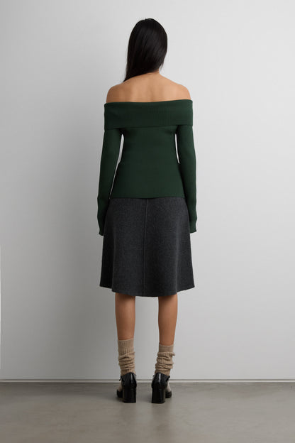 RIBBED OFF THE SHOULDER SWEATER
