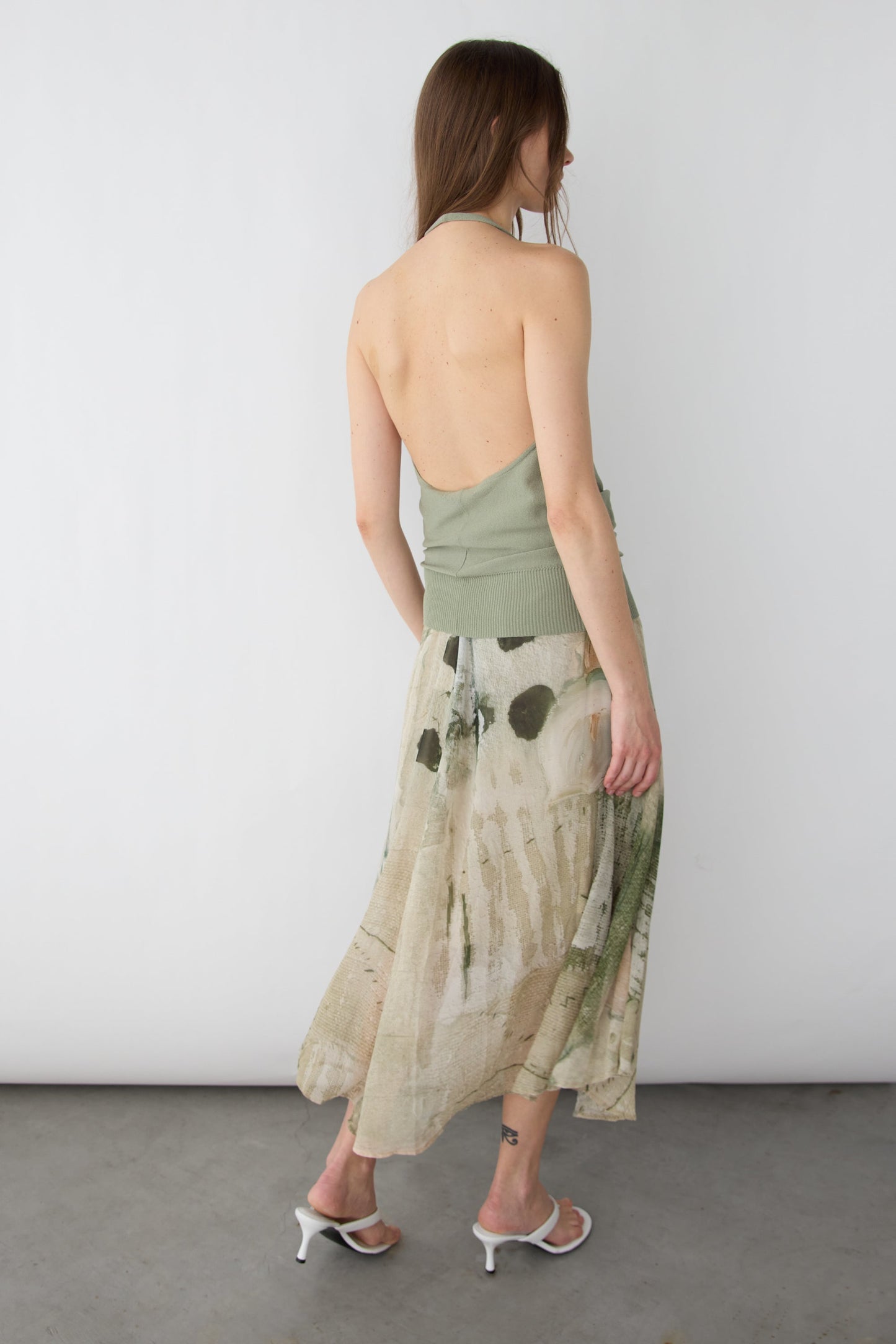 KNIT COWL NECK HALTER TOP