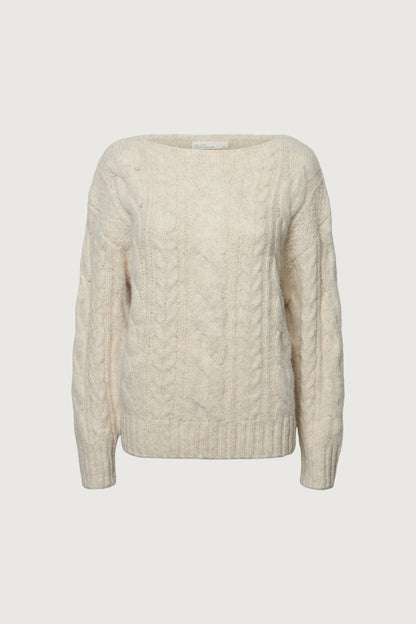ALPACA AND WOOL-BLEND CABLE KNIT SWEATER