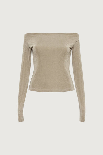 FITTED OFF THE SHOULDER LONG SLEEVE TOP