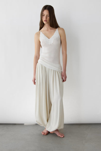 RIBBED KNIT LACE CAMI TANK TOP
