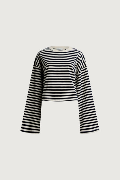 CROPPED STRIPED LONG SLEEVE TSHIRT