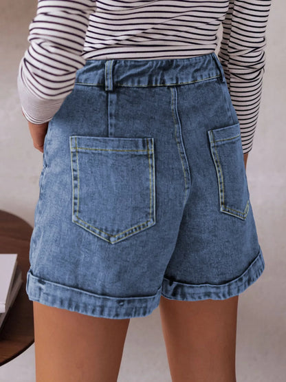 Hazel Blues® |  High-Waisted Denim Shorts