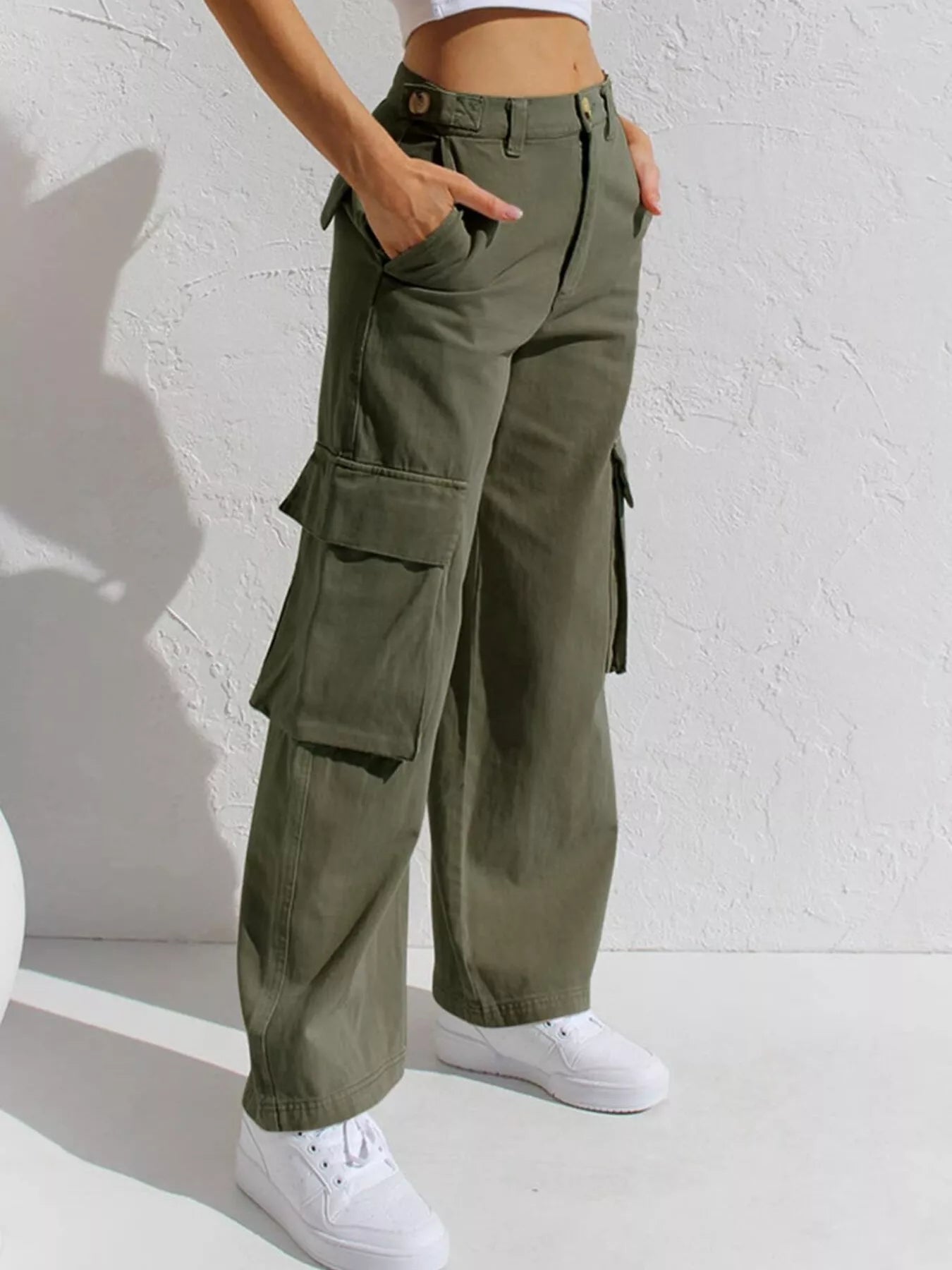 Hazel Blues® |  High-Waisted Wide Leg Cargo Jeans