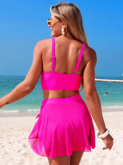 Hazel Blues® |  Twist Front Cami and Skort Swim Set