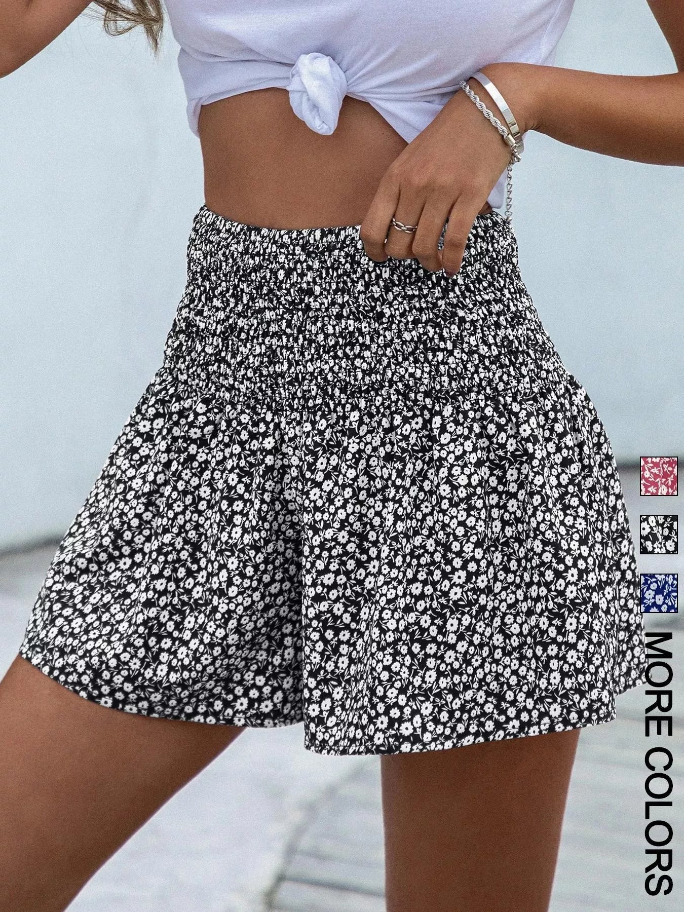 Hazel Blues® |  Floral Print Elastic Waist Shorts