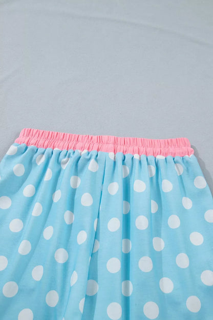 Hazel Blues® |  Polka Dot Contrast Trim Top and Drawstring Shorts Set