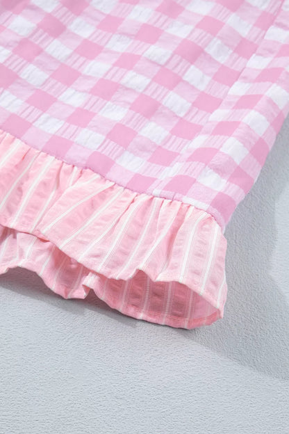 Hazel Blues® |  Gingham Ruffle Hem Shorts