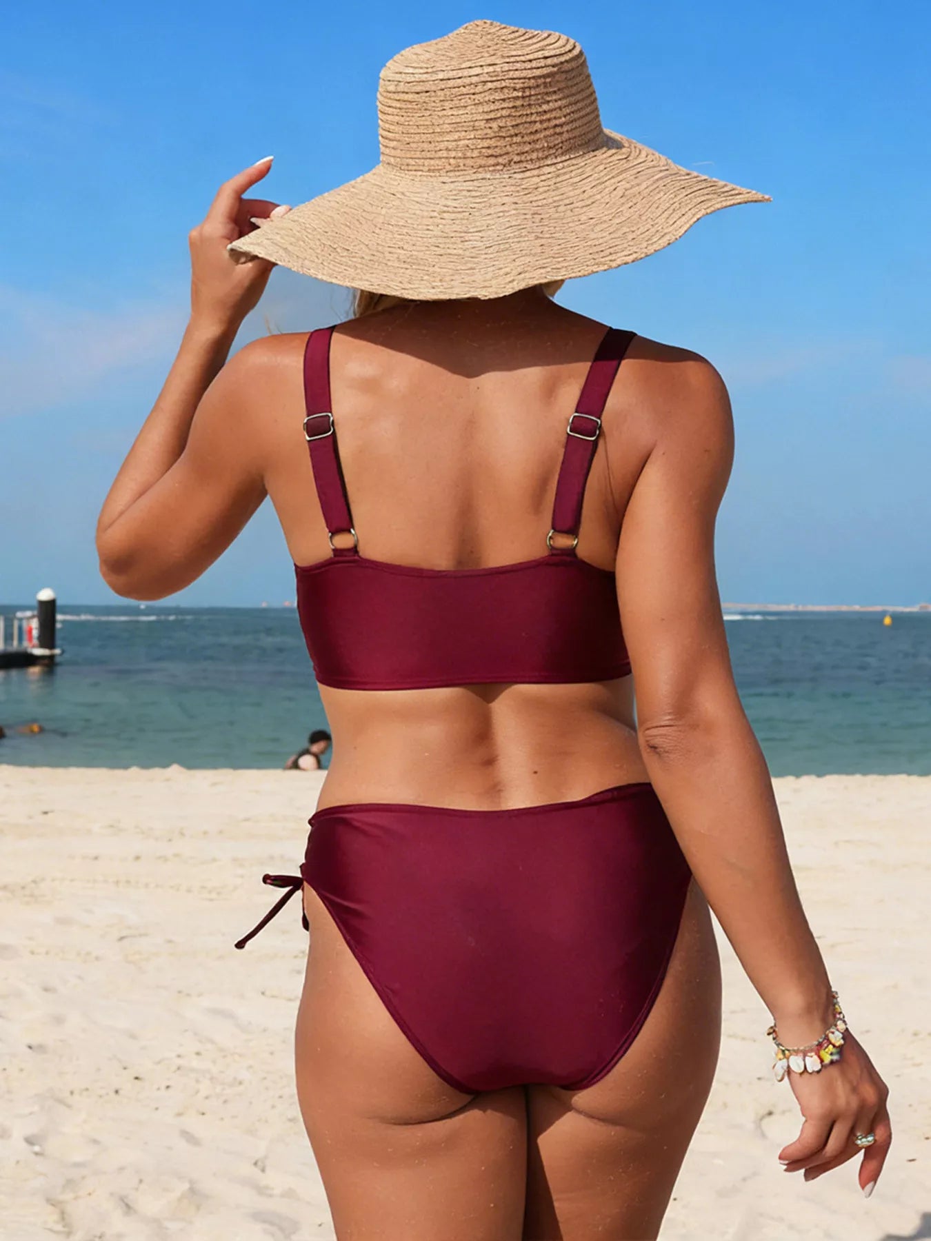 Hazel Blues® |  Palm Tree Cutout Lace-Up Swim Set