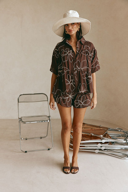 Luna Shorts - Chocolate Floral