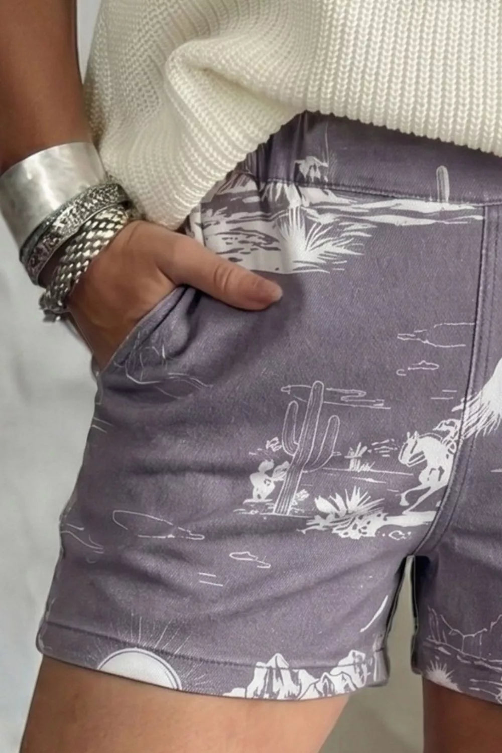 Hazel Blues® |  Printed Denim Shorts