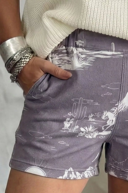 Hazel Blues® |  Printed Denim Shorts