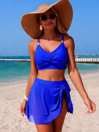 Hazel Blues® |  Twist Front Cami and Skort Swim Set