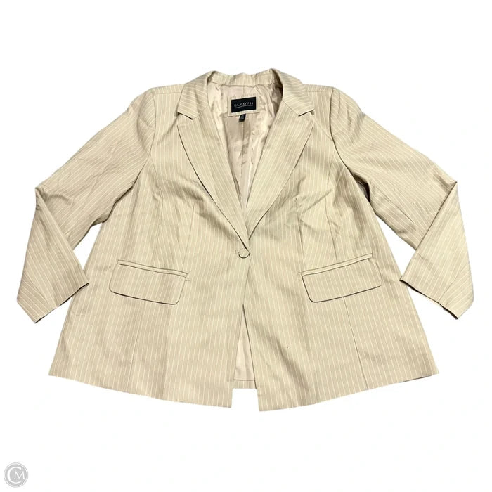 Blazer By Eloquii In Tan & White, Size: 2x