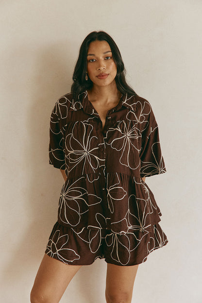 Luna Top - Chocolate Floral