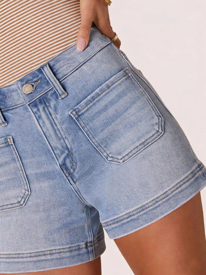 Hazel Blues® |  High-Waisted Pocketed Denim Shorts