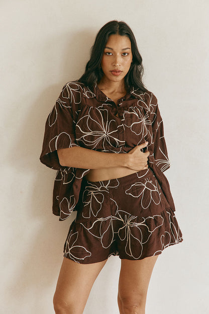 Luna Shorts - Chocolate Floral