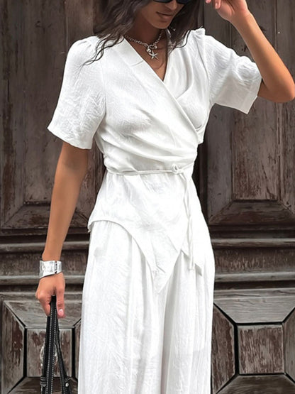 Hazel Blues® |  Wrap Top & Wide Leg Pants Set