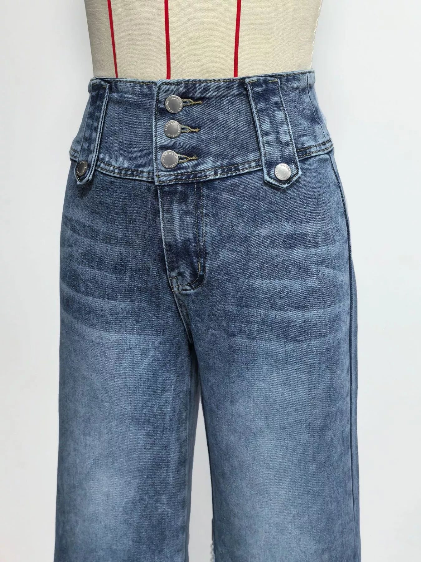 Hazel Blues® |  High Waist Button Decor Wide Leg Jeans