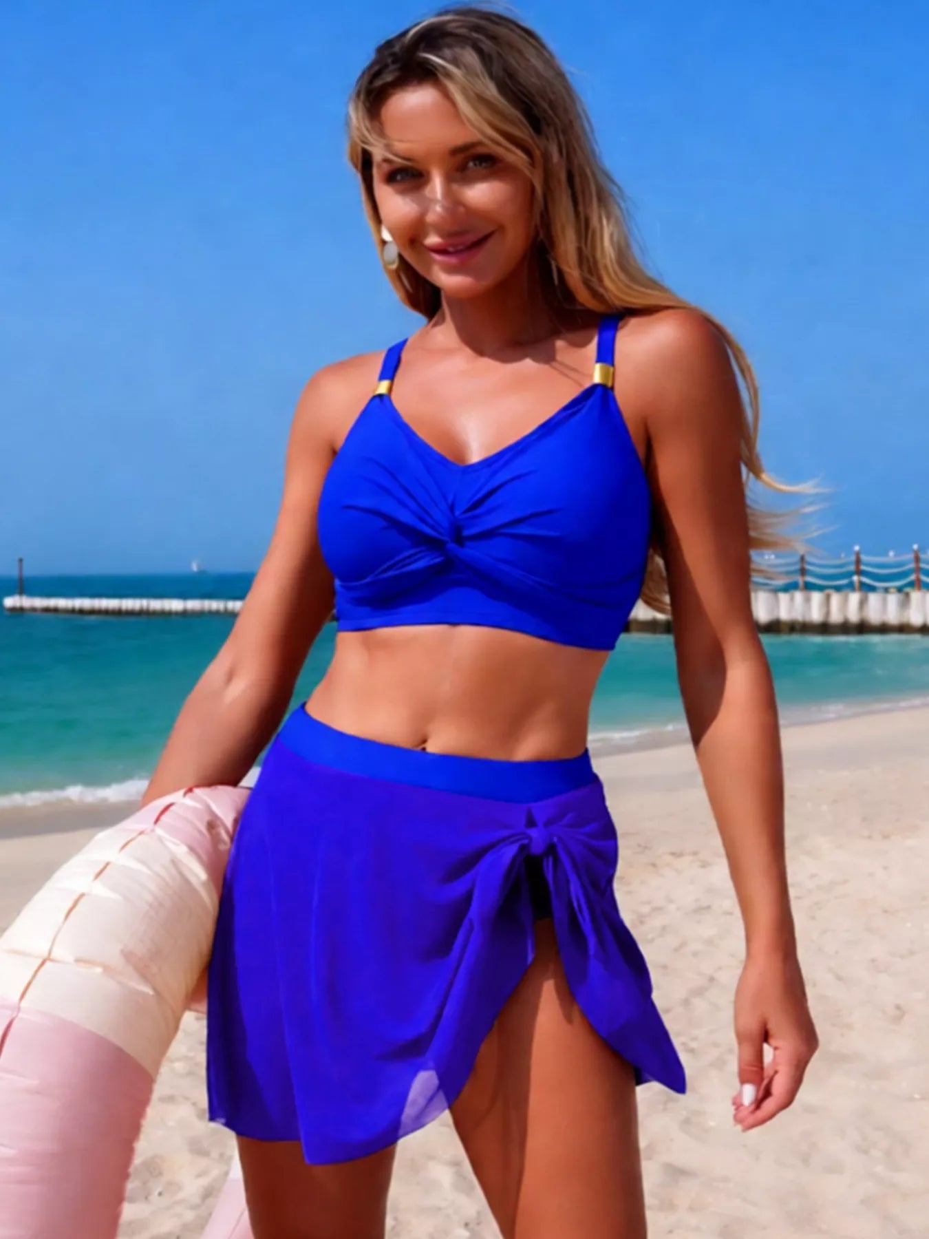 Hazel Blues® |  Twist Front Cami and Skort Swim Set