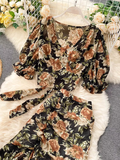 Hazel Blues® |  Floral Print Crop Top and Skirt Set