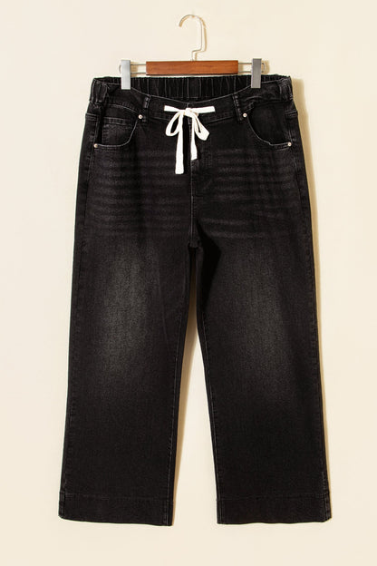 Hazel Blues® | Blue Acid Wash Contrast Lace-up Jeans