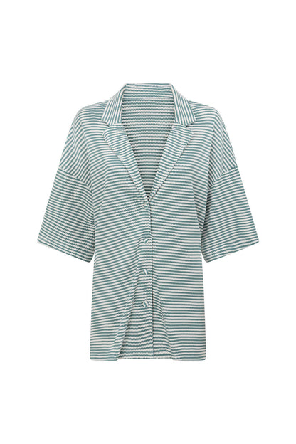 Mallory Top - Teal Stripe