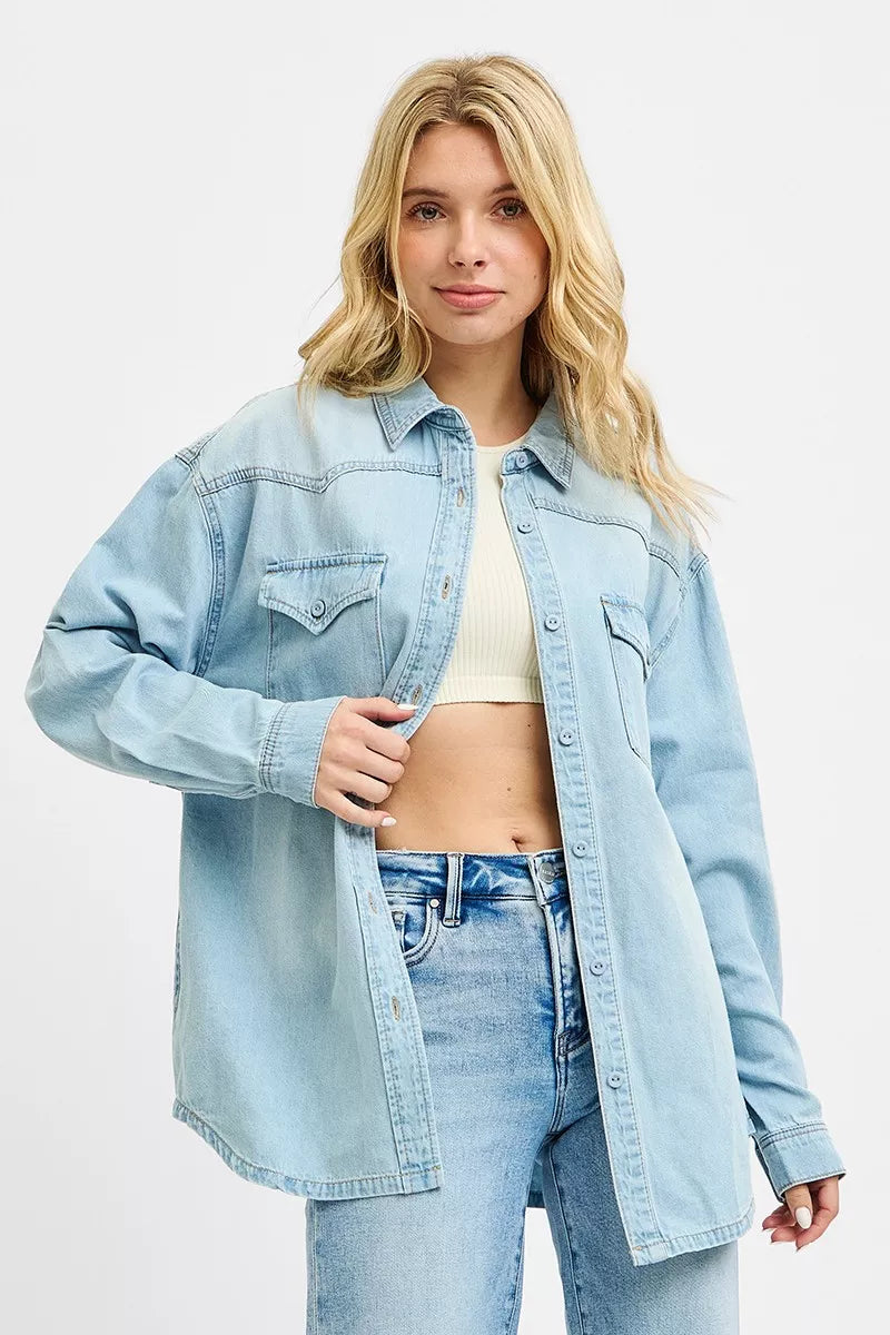Hazel Blues® |  RISEN Western Yoke Style Relaxed Fit Denim Shirts