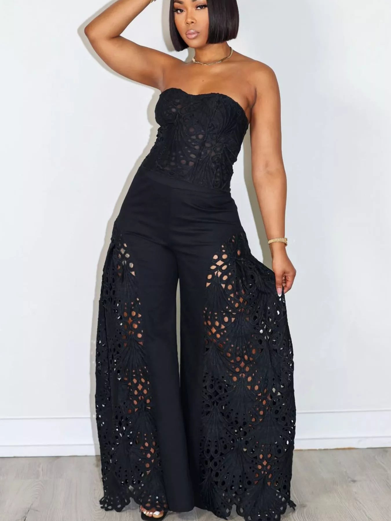 Hazel Blues® |  Cutout Tube Top and Wide Leg Pants Set