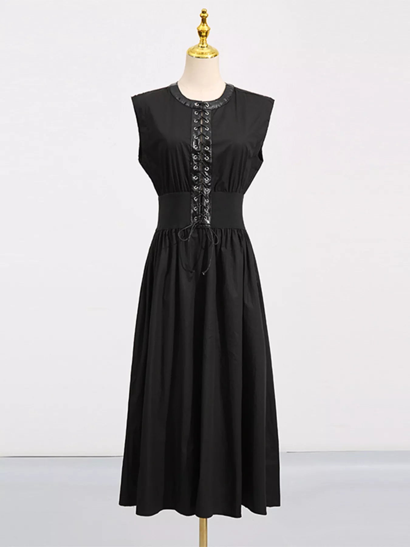 Hazel Blues® |  Lace-Up Corset Sleeveless Midi Dress