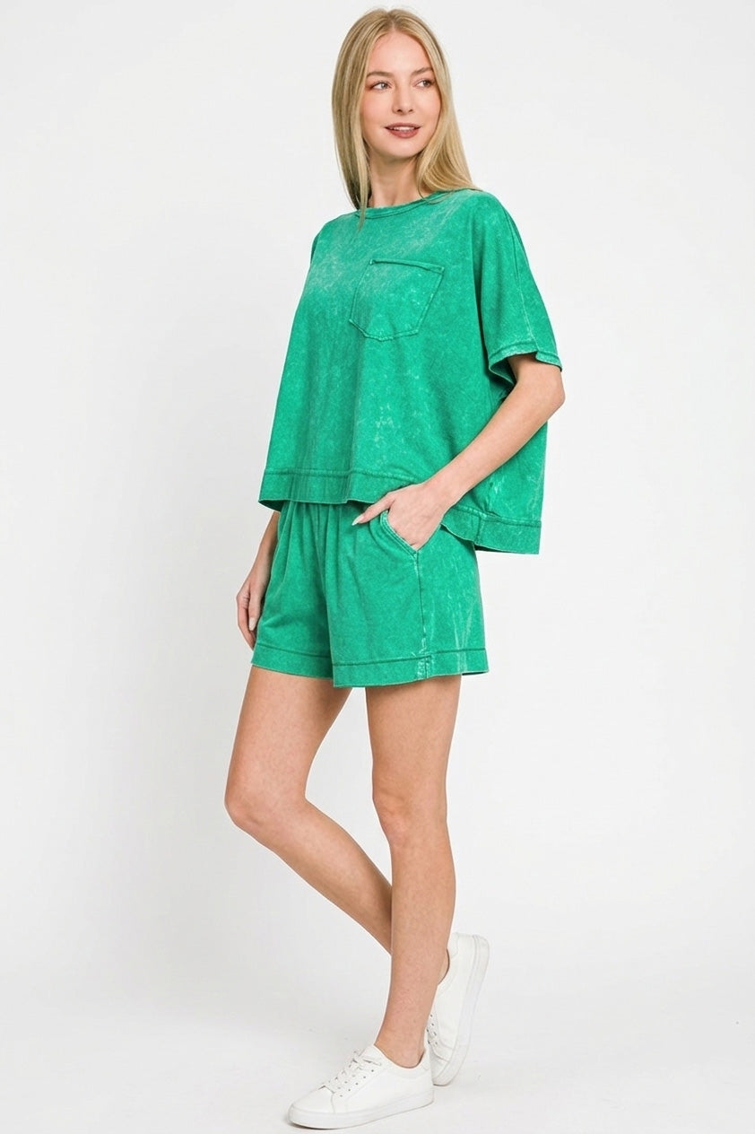 Hazel Blues® |  Zenana Acid Washed Oversized Top & Shorts Set