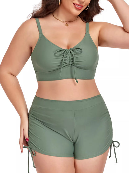 Hazel Blues® | Ruched Drawstring Swim Set