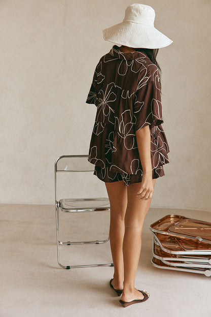 Luna Top - Chocolate Floral