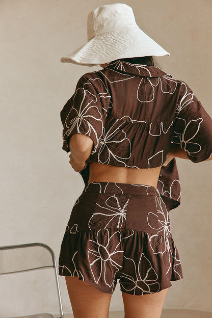 Luna Shorts - Chocolate Floral