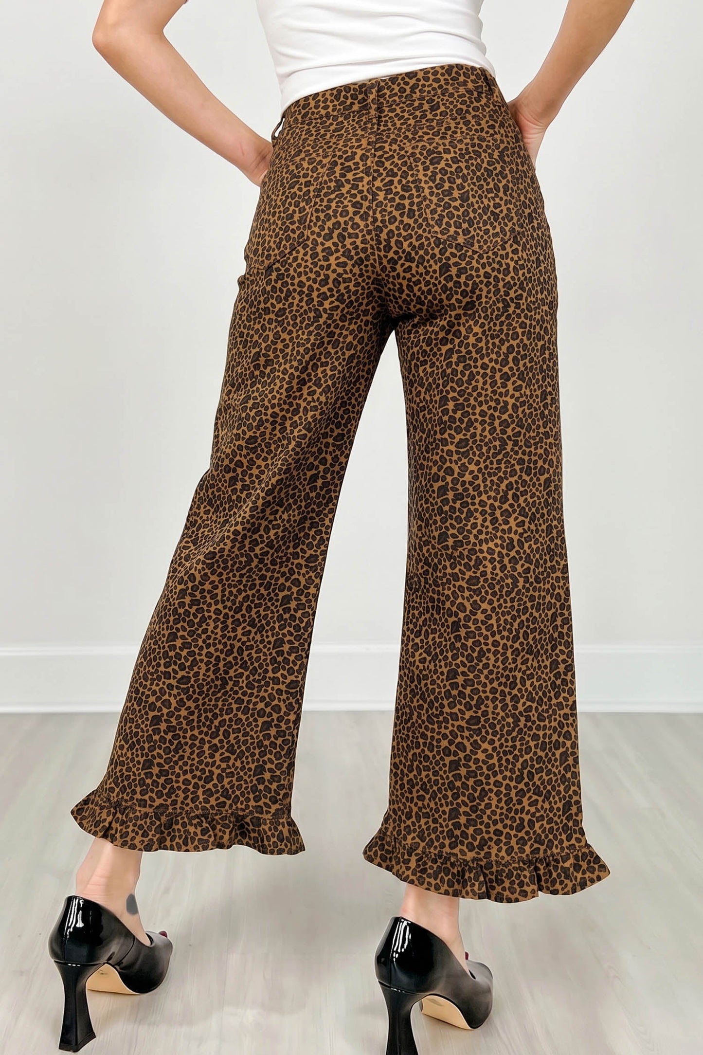 Hazel Blues® |  Wild Side Jeans | Leopard Ruffle Jeans