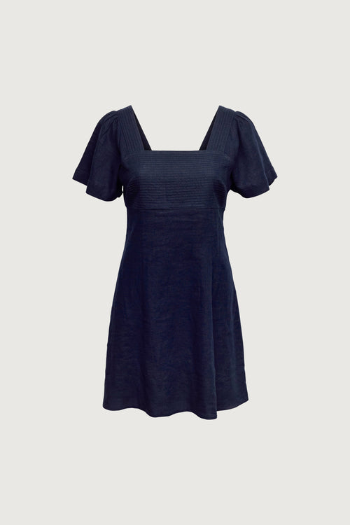 LINEN BLEND MINI DRESS