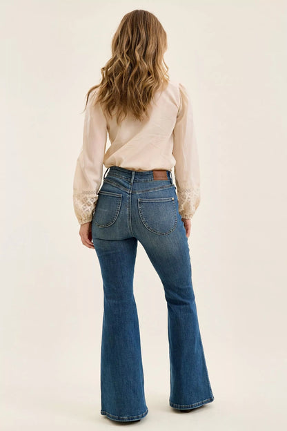 Hazel Blues® |  Judy Blue High Waist Double Button Tummy Control Flare Jeans
