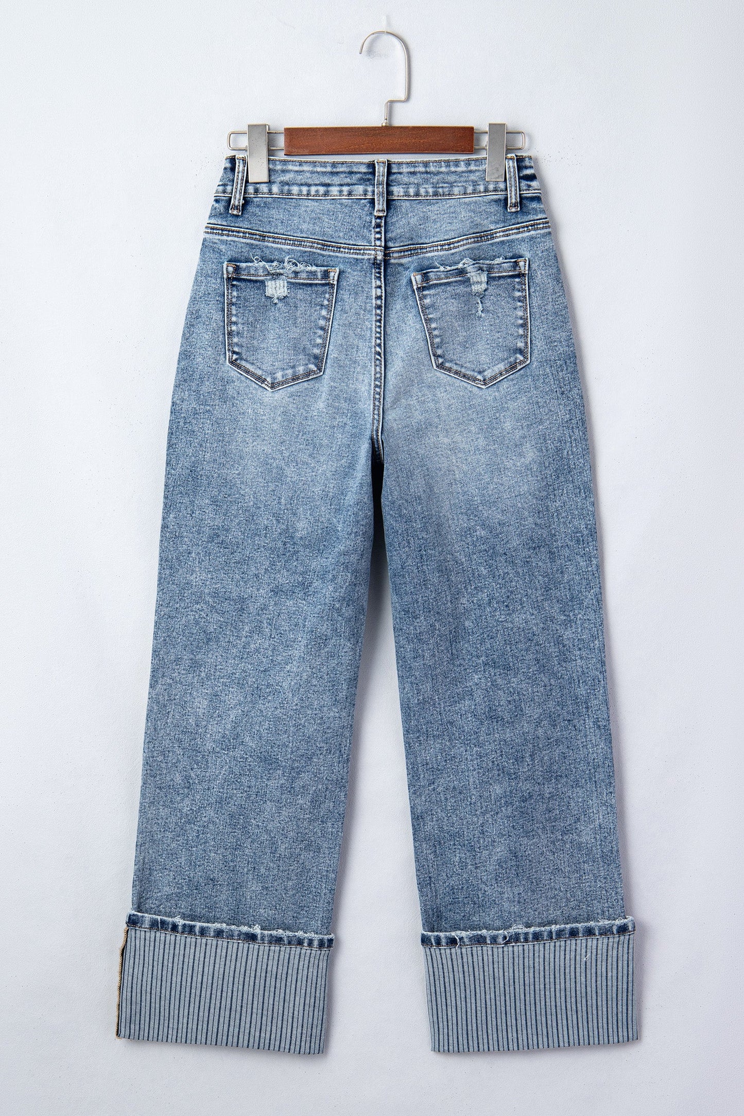 Hazel Blues® |  Ashleigh Blue Cuffed Straight Loose Jeans